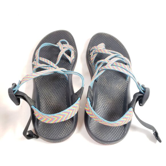 Chaco Womens Size 11 Z/2 Classic Sandals Rainbow Straps Adjustable Webbing - Picture 6 of 8